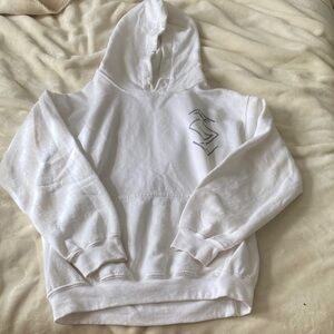 Gildan White Hoodie with Blue Design